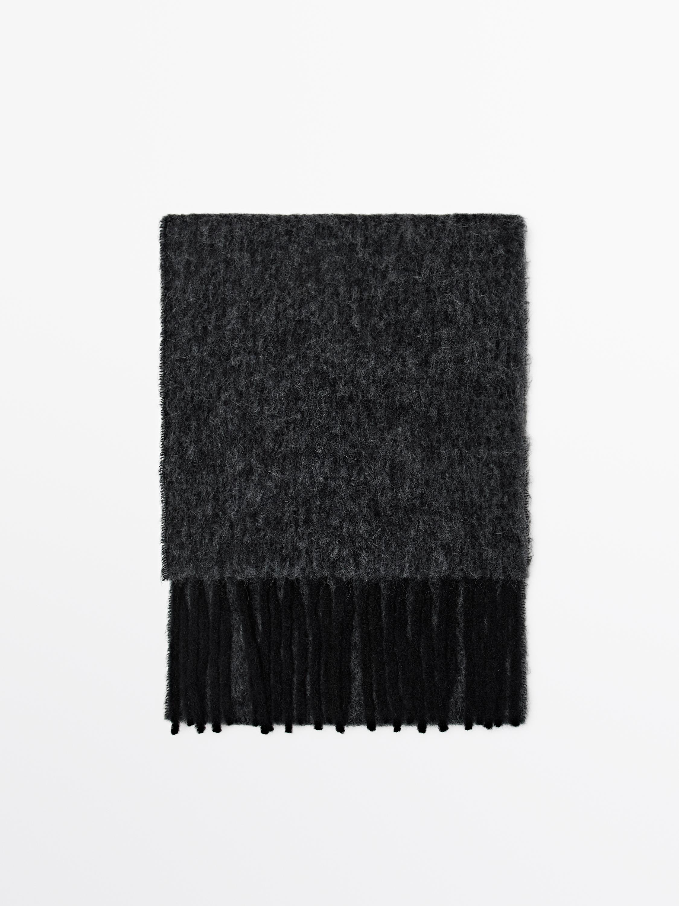 Alpaca blend knit scarf with fringing